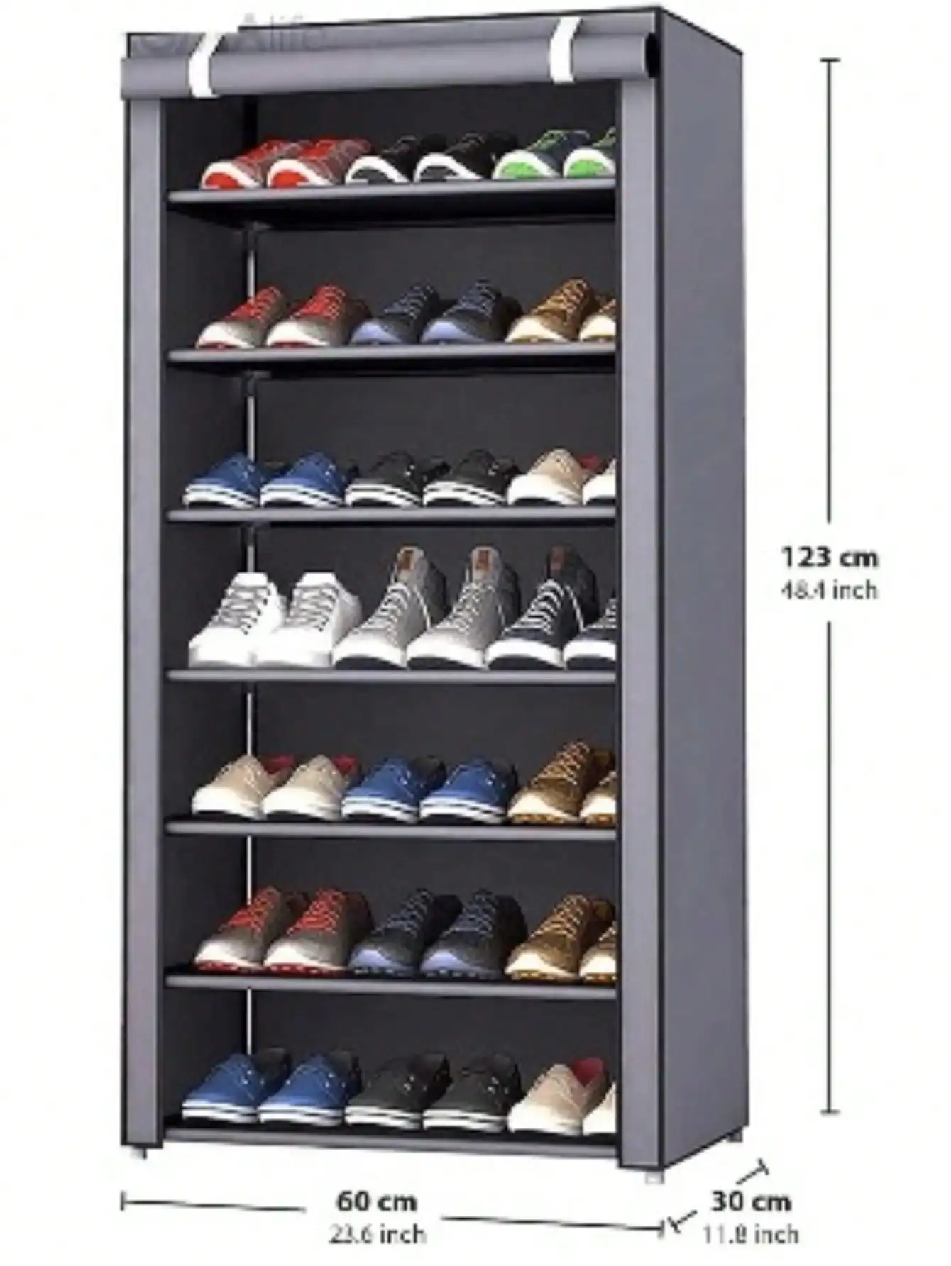 9-deck Vertical shoe rack with full protection cover, dust-proof, easy to assemble