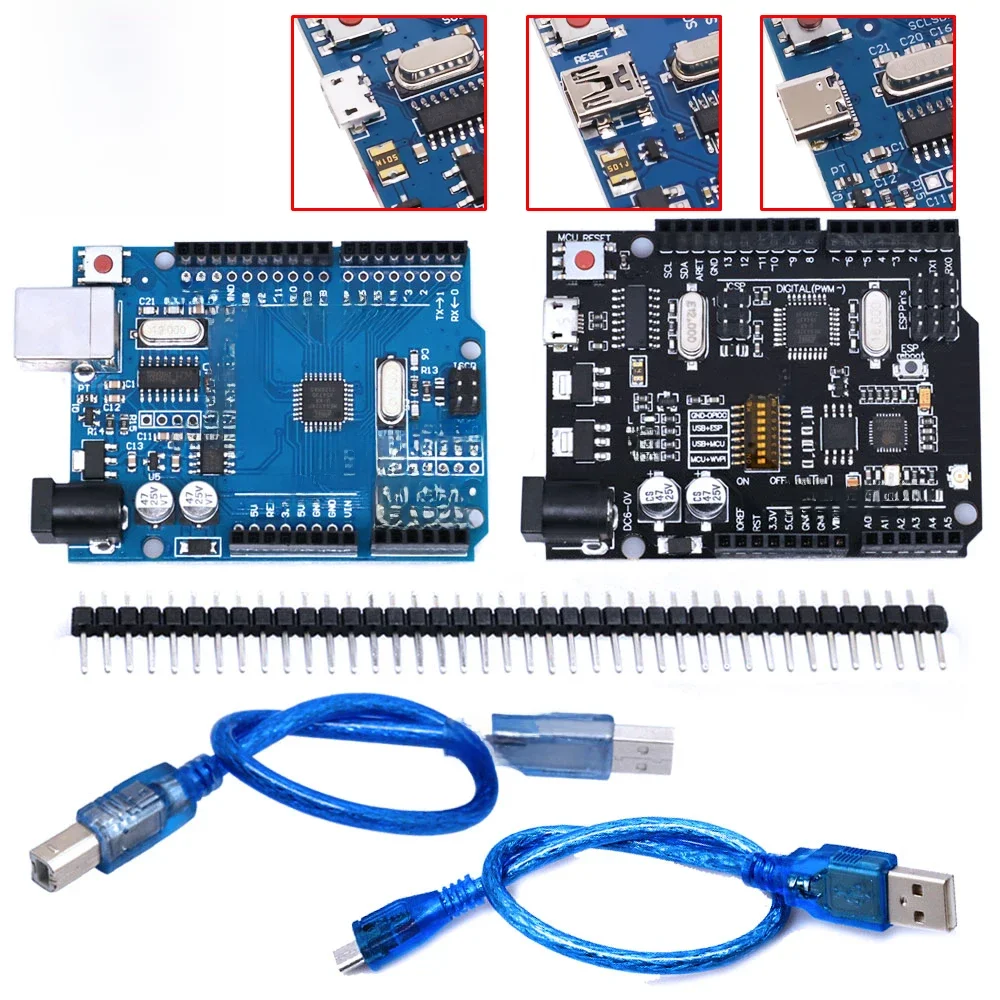 UNO R3 oficjalne pudełko typu c Mini Micro WiFi ATMEGA328P oryginalny Chip CH340G dla Arduino UNO płyty rozwojowej R3 WeMos ESP8266 — zdjęcie 2