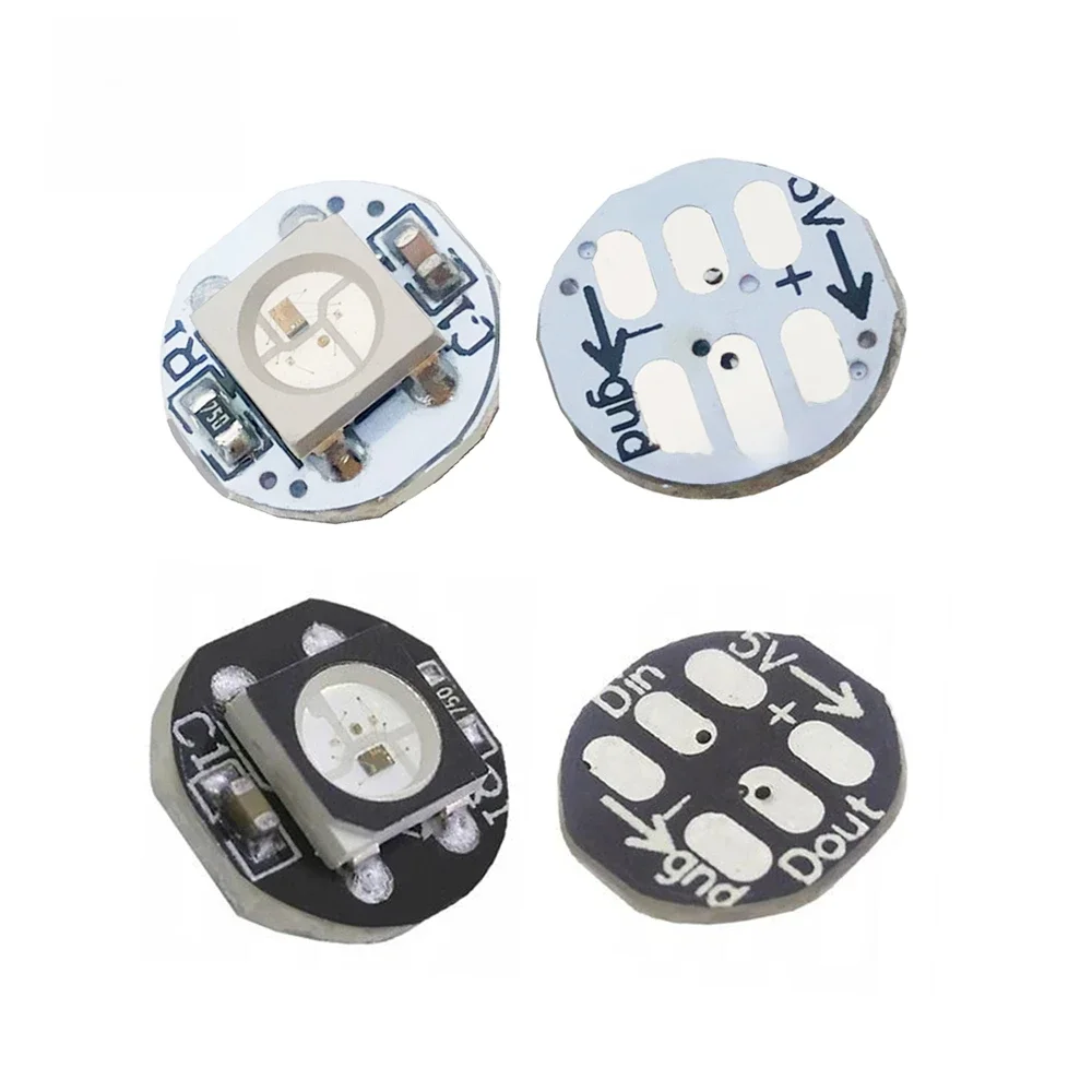 10 sztuk-50 sztuk WS2812B WS2812 Chip LED 5050 SMD RGB DC5V z czarno-białą płytka drukowana radiator 9.6mm średnica WS2811 IC wbudowany — zdjęcie 2