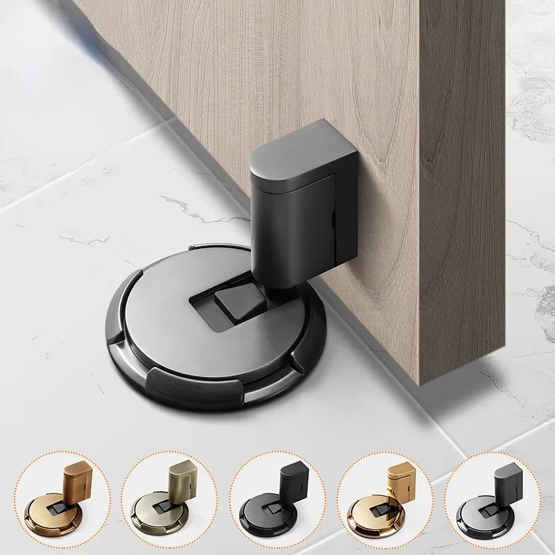 Heavy Duty Magnetic Door Stopper Mechanical Door Stop Adjustable Door Holder Non-punch Sticker Furniture Door Hardware