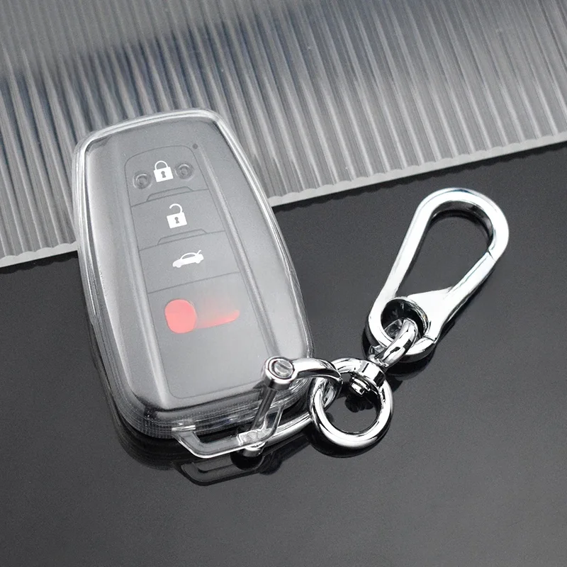 Przezroczysty obudowa kluczyka do samochodu TPU do Toyota Camry CHR Corolla RAV4 Avalon Land Cruiser Prado Prius zdalny uchwyt na etui na pilota — zdjęcie 2