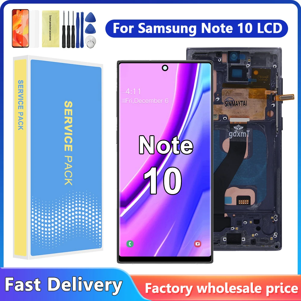 TFT Quality Note 10 Screen With Frame for Samsung Note10 N970F SM-N970U SM-N9700 Lcd Display Touch Screen Digitizer Assembly