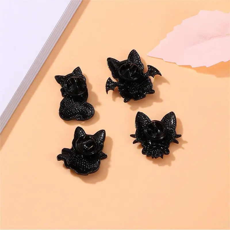 Schattige Cartoon Halloween Emaille Broche Creatief Dier Zwarte Kat Revers Pin Badge Rugzak Kleding Hoed Accessoires