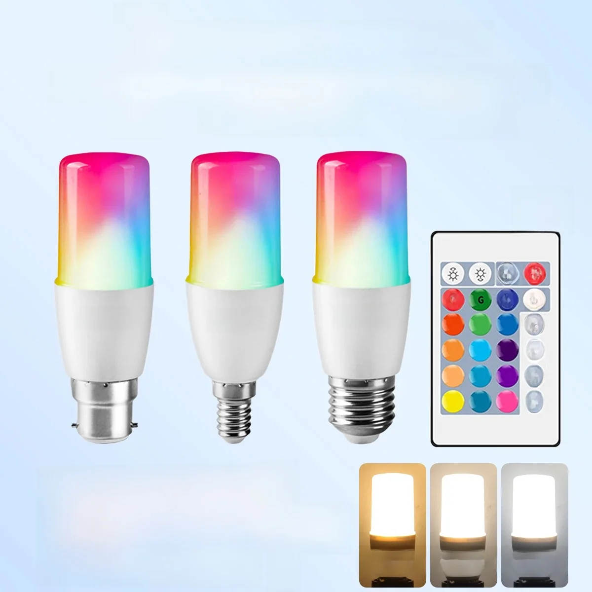 2 Stück E14/E27/B22 T37 RGB-Glühbirne, LED, mehrfarbiges Licht, dimmbar, 16 Farben, Fernbedienung, intelligente Beleuchtung – erhellt Ihren Moment