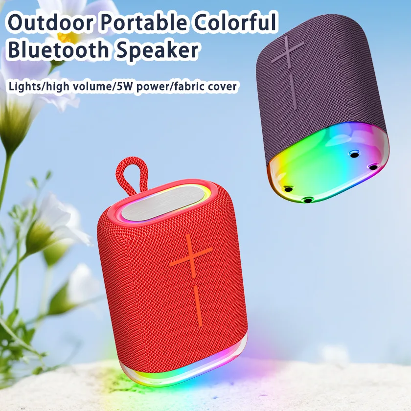 

Fabric cover Bluetooth Speaker Small High Quality High Power Subwoofer Outdoor Portable Camping Colorful Lights Surround Speaker