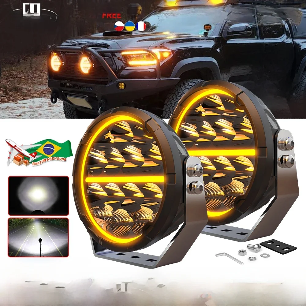 CO LIGHT LED feux de conduite tout-terrain 6.5 pouces blanc et ambre DRL Spot-Flood Combo 60000LM dosettes de travail auxiliaires Cubes lumière pour 4x4