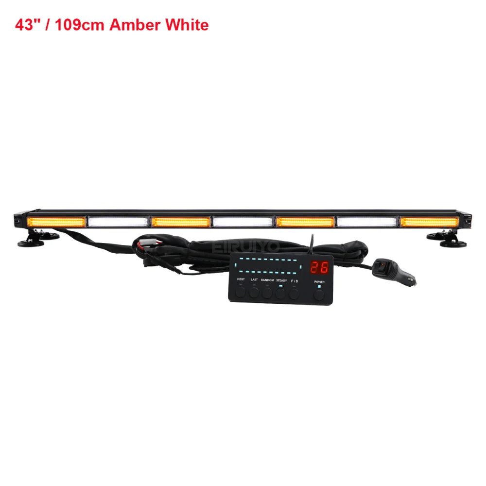 37" 43" 49" Auto Truck Sleepwagen COB LED knipperlichtbalk Politie Veiligheid Strobe Noodlichtbalk Amber Geel Wit 26 Modi