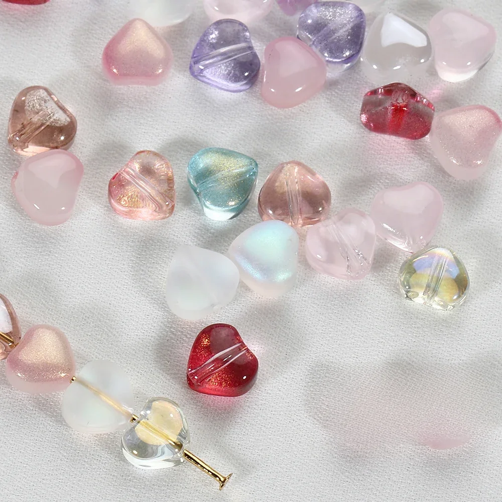Perles en forme de cœur de couleur AB, 6mm, 20 pièces/lot, perles d'espacement amples en verre tchèque pour la fabrication de bijoux, épingle à cheveux, accessoires de bricolage faits à la main
