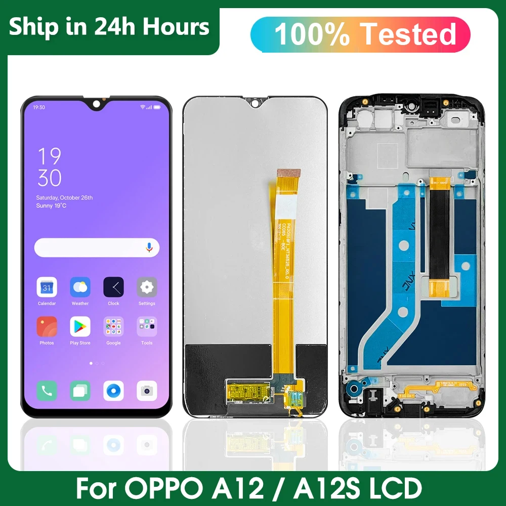 A12 A12S Screen For Oppo A12 CPH2083 CPH2077 Touch Screen Replacement Digitizer Assembly For Oppo A12s Screen Repair with Frame