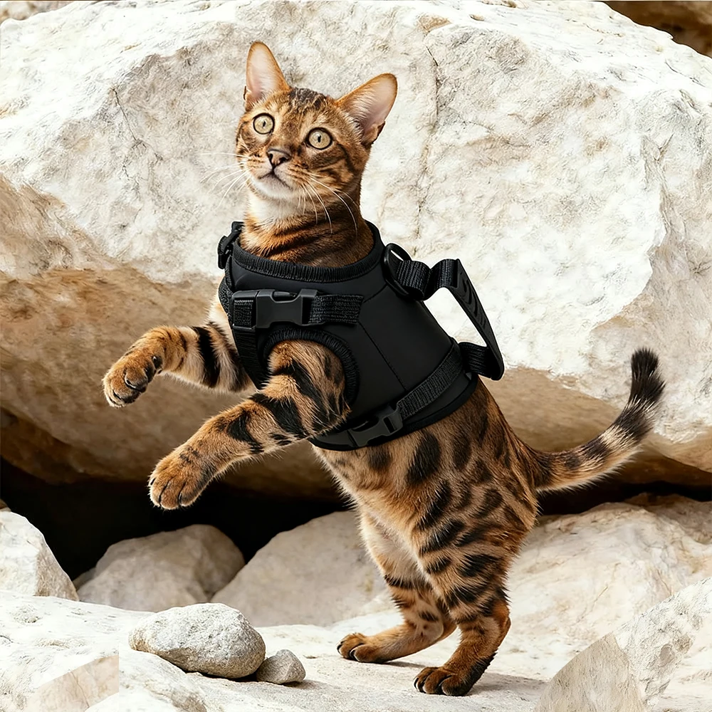 Tactical Cat Harness Escape Proof Adjustable Military Style Vest Comfortable for Cats Puppy Outdoor Walking Training - view 5