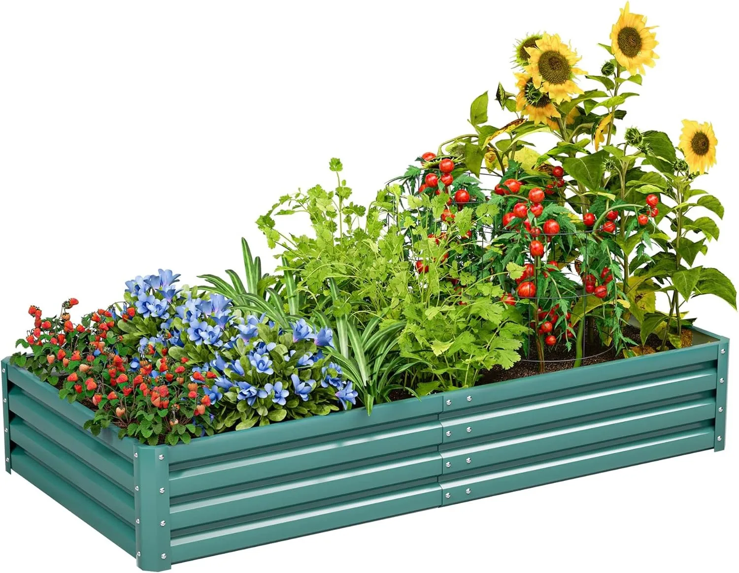 

Оцинкованная приподнятая грядка для сада 71x36x12 дюймов, металлическая уличная грядка-клумба с глубоким основанием и опорой
