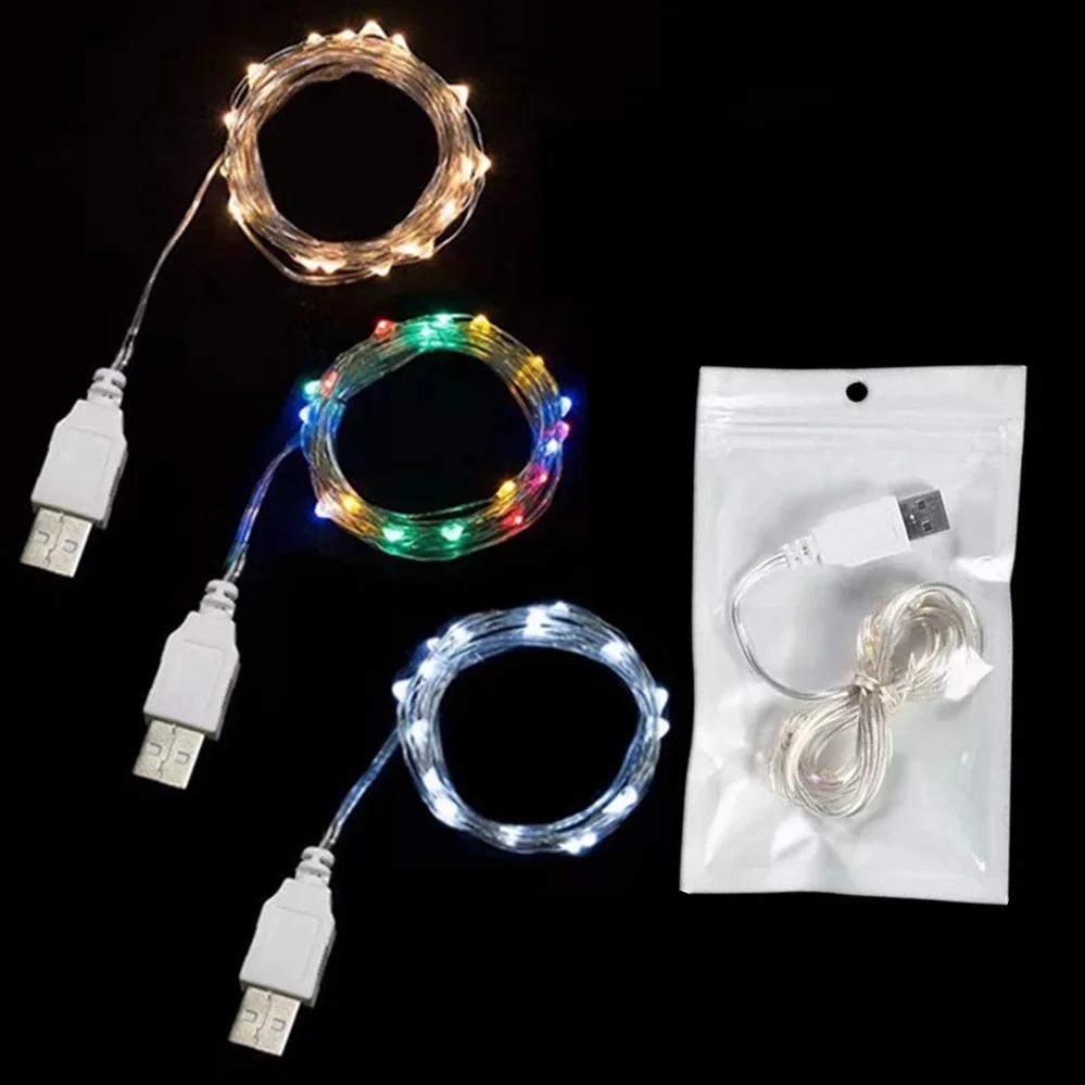 3/10/20M USB LED chaîne lumières cuivre argent fil guirlande lumière étanche fée lumières pour noël décoration de fête de mariage