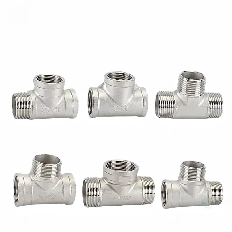 Raccord de tuyau en T à 3 voies fileté DN6/DN8/DN15/DN25 mâle + mâle + femelle 1/4 "1/2" 3/4 "1" 1-1/4 "BSP fileté 304 en acier inoxydable