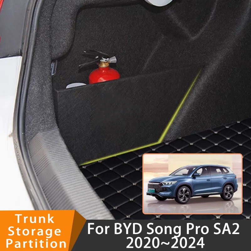 Auto Accessories For BYD Song Pro SA2 2020~2024 2022 2023 Car Organizer Trunk Side Partition Trunk Interior Storage Box Parts