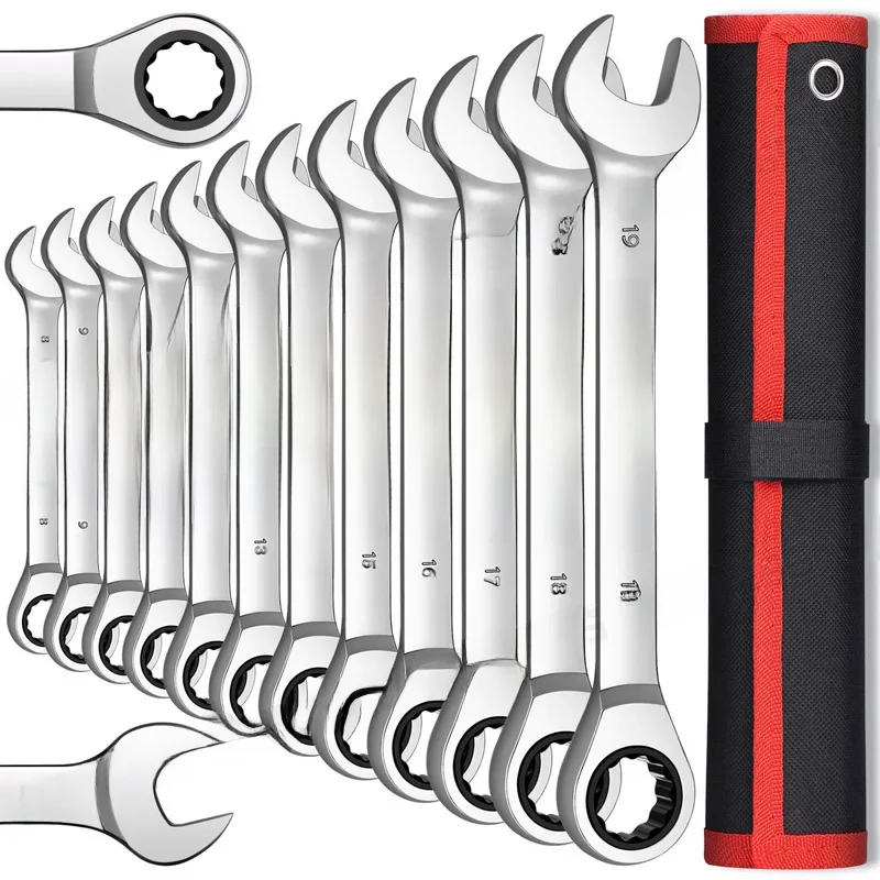 Sleutel Ratelsleutel Set 72 Tand Gear Ring Koppel Dopsleutel Set Metrische Combinatie Ratelsleutels Set Auto Reparatie Tools - afbeelding 2