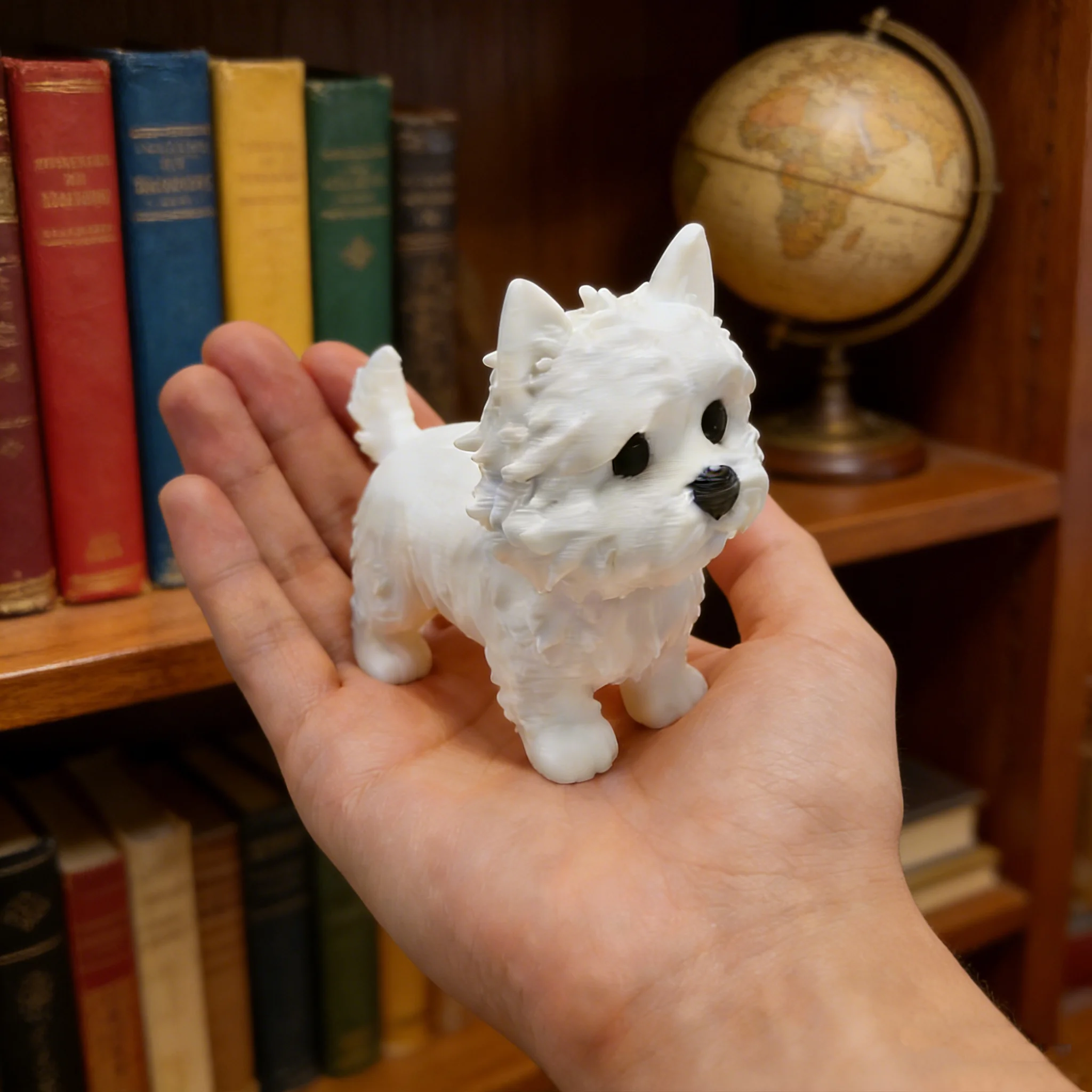 Cute West Highland White Terrier Figurine, Adorable Standing Puppy Statue, Aesthetic Desk Decor for Office, Study, and Bedroom,