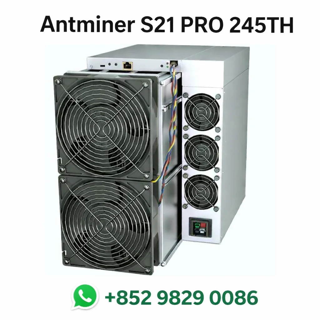 

Оригинальный биткойн-майнер BITMAIN Antminer S21 Pro 245TH/s – майнер SHA-256 ASIC для добычи BTC, мощность 3675 Вт, эффективность 15 Дж/Т, H