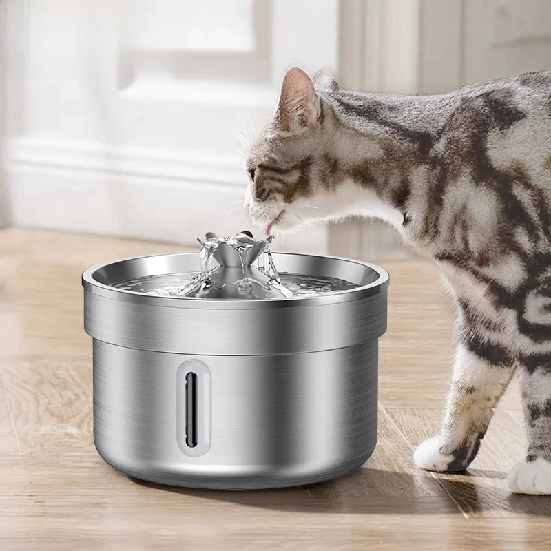 ROJECO roestvrijstalen drinkfontein voor huisdieren Automatische kattenwaterfontein Slimme waterdispenser voor huisdieren voor drinkbenodigdheden voor honden en katten - afbeelding 2