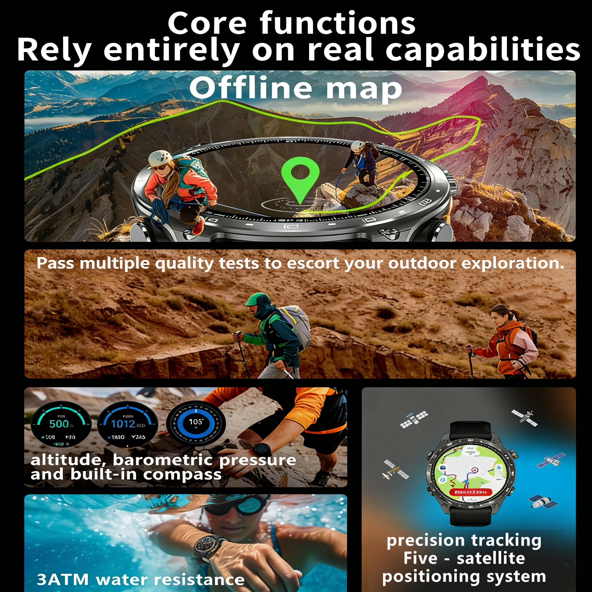 2026 GPS 스마트워치 아웃도어 HD300Pro 스포츠워치 오프라인 지도 5.4 블루투스 통화 방수 건강 관리 여행 다이빙 스마트워치