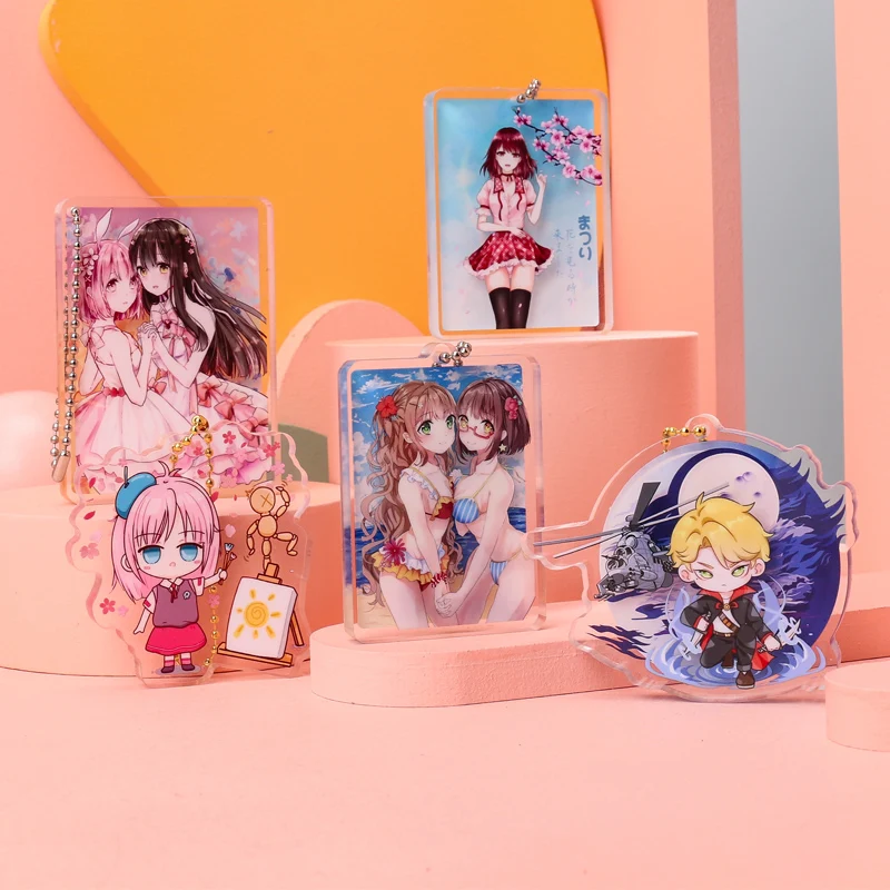 Custom 8mm Thick Acrylic Stands Keychain Customized Anime Charms Clear Personalized Designer Car Keychains view 3