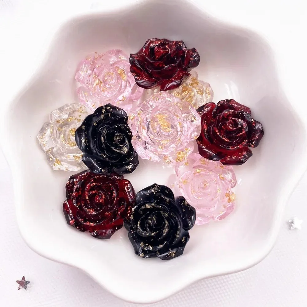 16 sztuk 18mm żywica złota folia róża Flatback kwiat Rhinestone klejnoty figurki ogrodowe księga gości ślubne aplikacje rzemiosło DIY OL54 — zdjęcie 2