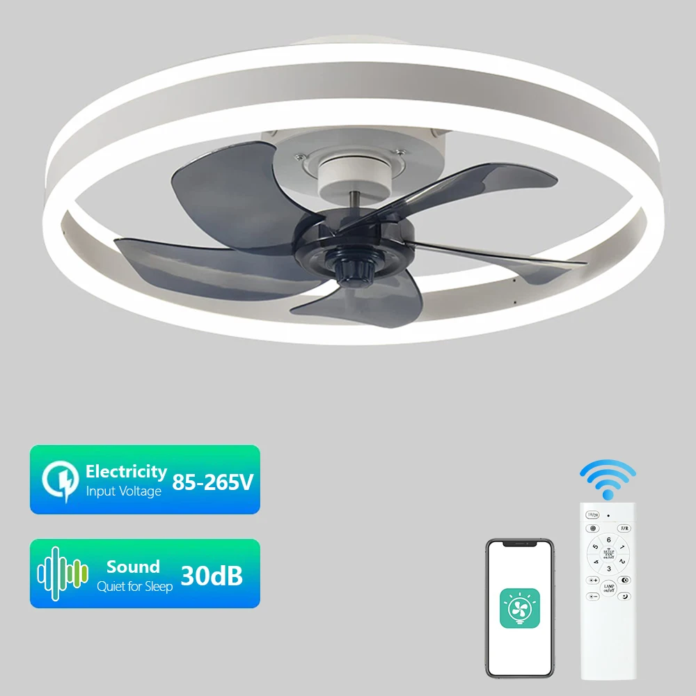 IRALAN LED Indoor Modern Ceiling Fan whit Light Gold Remote Control Dimming Wind Speed 6-speed Bedroom Living Room Dining Room