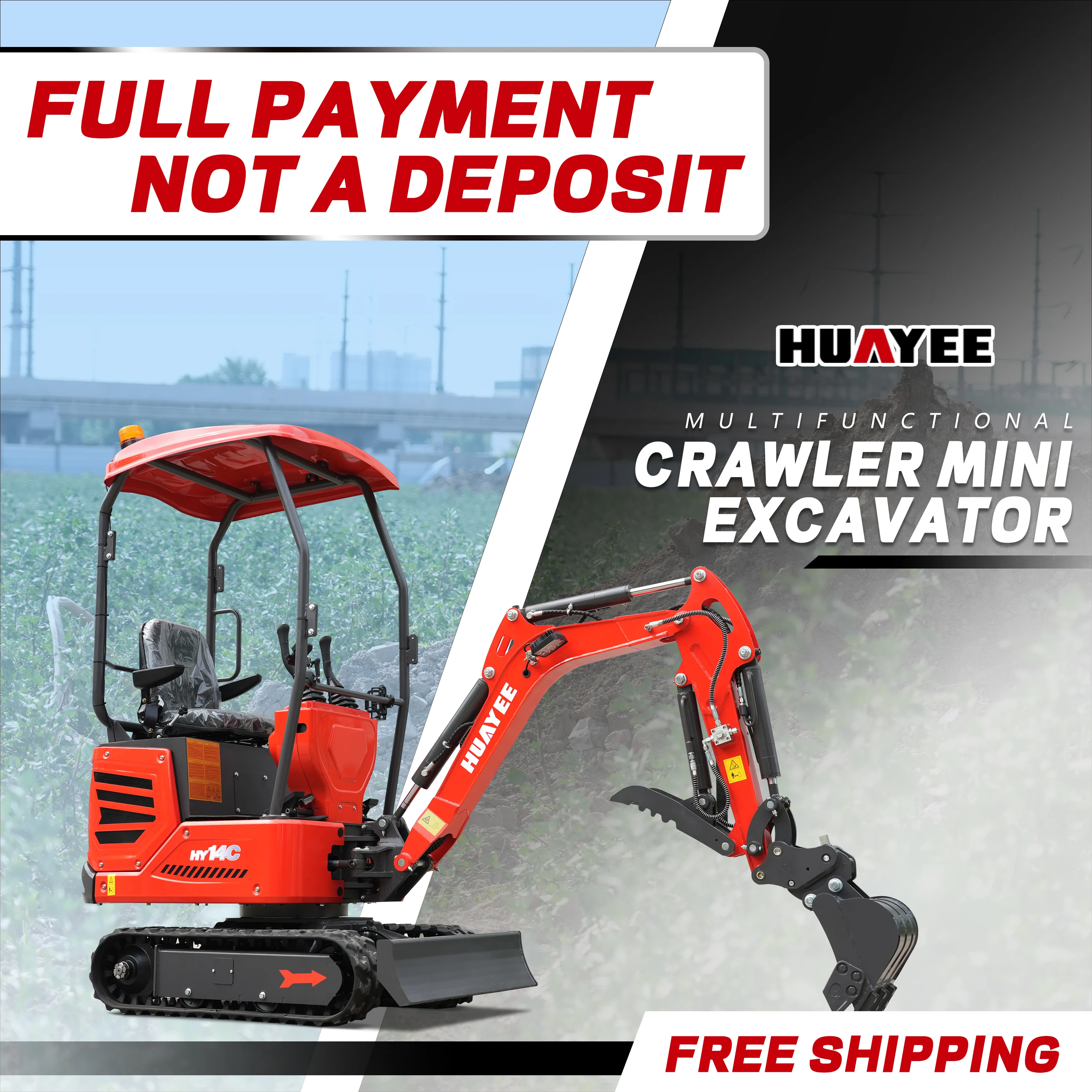 Pagamento completo, non un deposito Mini Escavatore: un escavatore cingolato compatto da 1,4 tonnellate, adatto per lavori di costruzione e paesaggistica