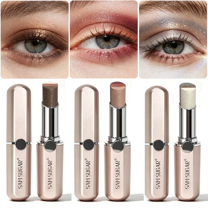 3PCS Three-Color Eyeshadow Stick, Forms An Eyeshadow With One Application, With Three-In-One Gradient Design, Effortlessly Creating A Glowing Eye Makeup Look, Easily Shaping A Perfect Eye Makeup, Suitable For Various Makeup Occasions