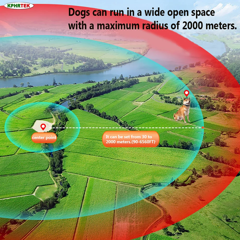 For 1 Dog XW-T19 Intelligent GPS Dog Fence System Wireless Outdoor Pet Training Collar