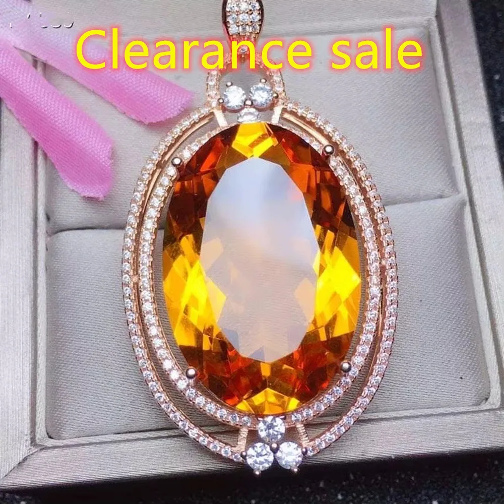 

KJJEAXCMY Ювелирные изделия из натурального цитрина, стерлинговое серебро 925 пробы, женское ожерелье с подвеской, цепочка, роскошный благородный большой драгоценный камень, помолвлен