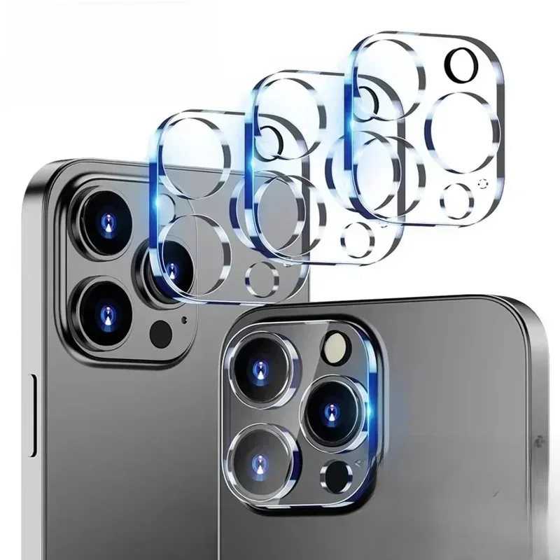 Protecteur d'objectif de caméra en verre, 4 pièces, pour iPhone 16 13 12 11 14 15 Pro Max, Film de protection en verre pour IPhone 13 Mini 15 16 Plus