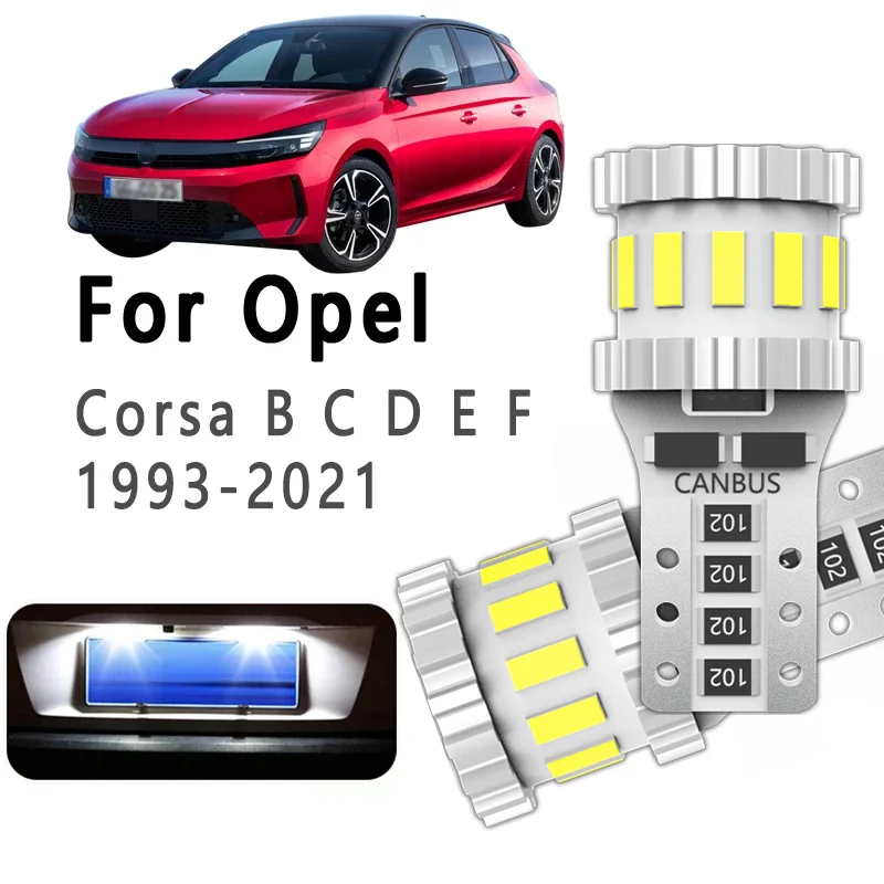 2Pcs T10 LED Bulbs Parking Lamp For Opel Corsa B C D E 1993- 2016 2017 2018 2019 Car License Plate Interior Lights 6000k 12v