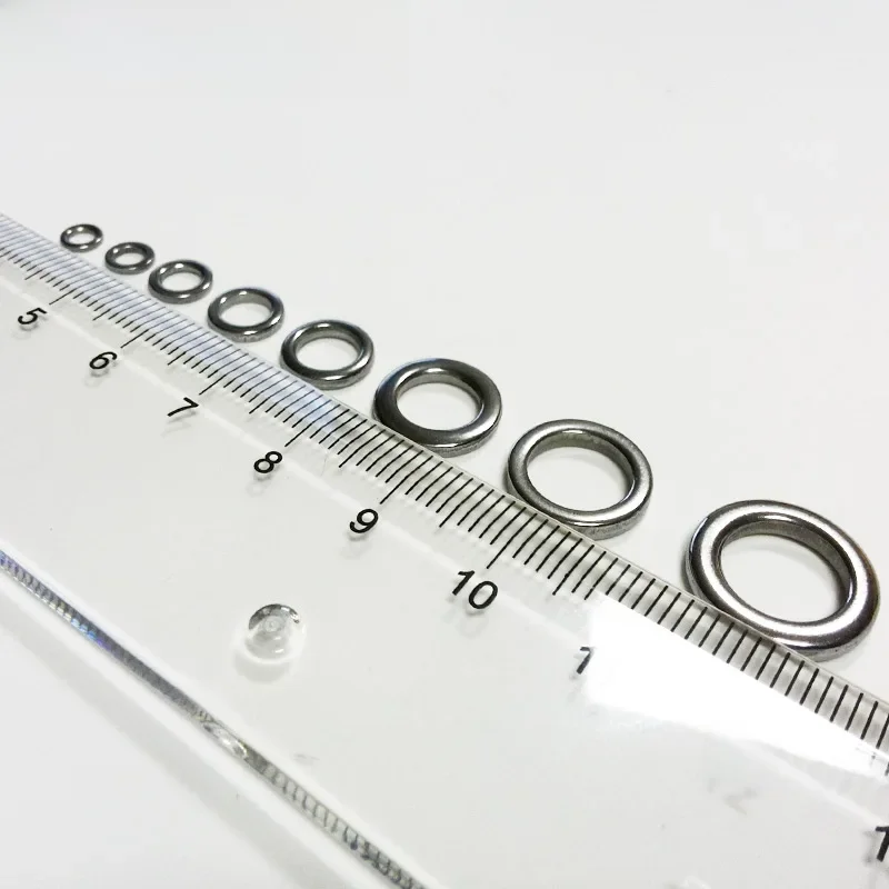 100 sztuk/partia fishing solid ring 304 czysta stal nierdzewna fishing ring akcesoria wędkarskie Heavy-duty lure jigging ring — zdjęcie 2