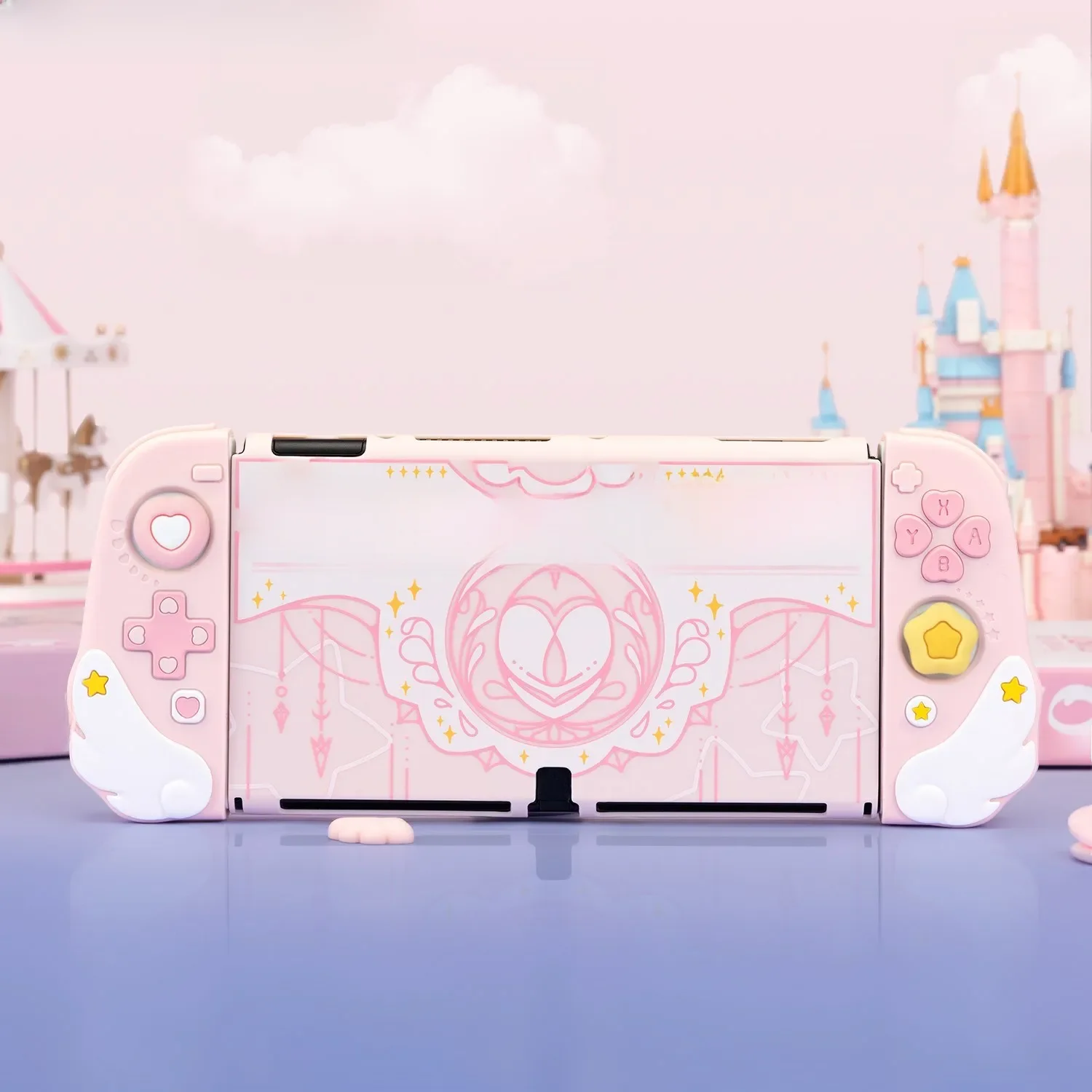 GeekShare Nintendo Switch OLED etui ochronne NS akcesoria do gier różowa gwiazda 3D silikonowy przełącznik do Nintendo OLED Shell wysokiej jakości — zdjęcie produktu 6