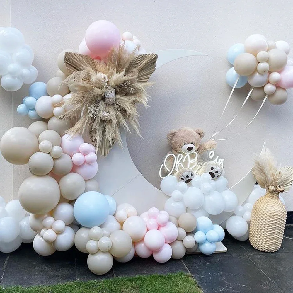 Kit de ballons en arc blanc sable bleu rose, 109 pièces, guirxiété décorative pour fête préChristophe, révélation du genre, décoration de fête d'anniversaire pour enfant
