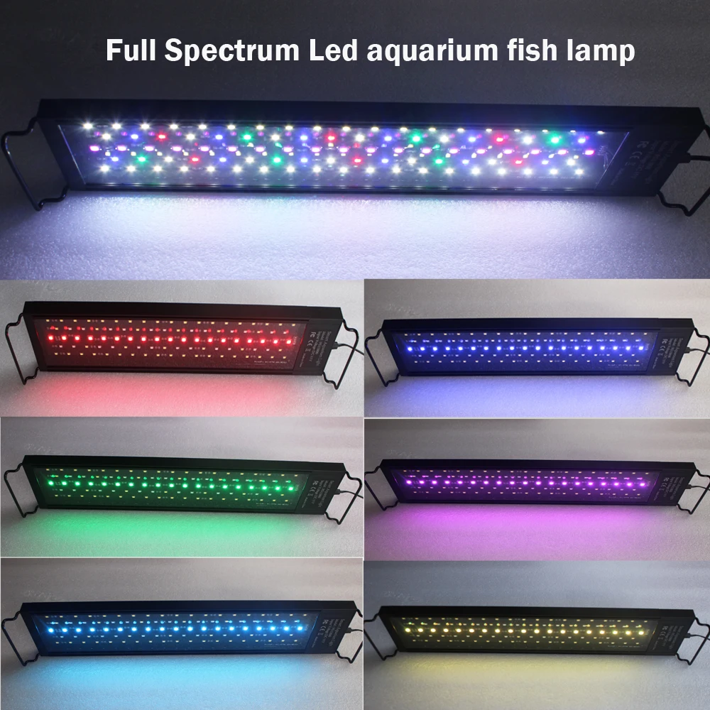 Auto On Off 12-24Inch LED Aquarium Light Extendable Dimmable 7 Colors Full Spectrum Aquarium Plant Light