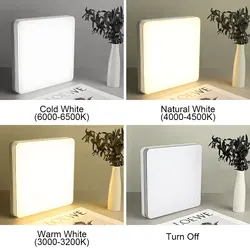 Modernas luzes de teto LED para quarto e sala de estar, quadrado, redondo, quente, frio, branco, luz neutra, 18W, 24W, 36W, 48W