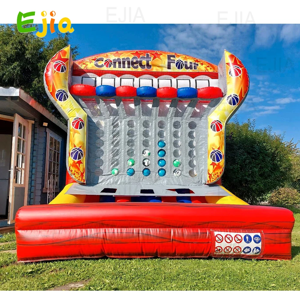 Outdoor Party Verhuur Carnaval Opblaasbaar Basketbal Connect 4-sportspellen Opblaasbaar basketbalschietspel met luchtblazer
