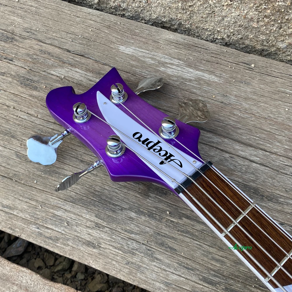 4003 Electric Bass Guitar, Transparent Purple, Basswood Body, Maple Neck, Upgrade Adjustable Bridge Available, Free Shipping