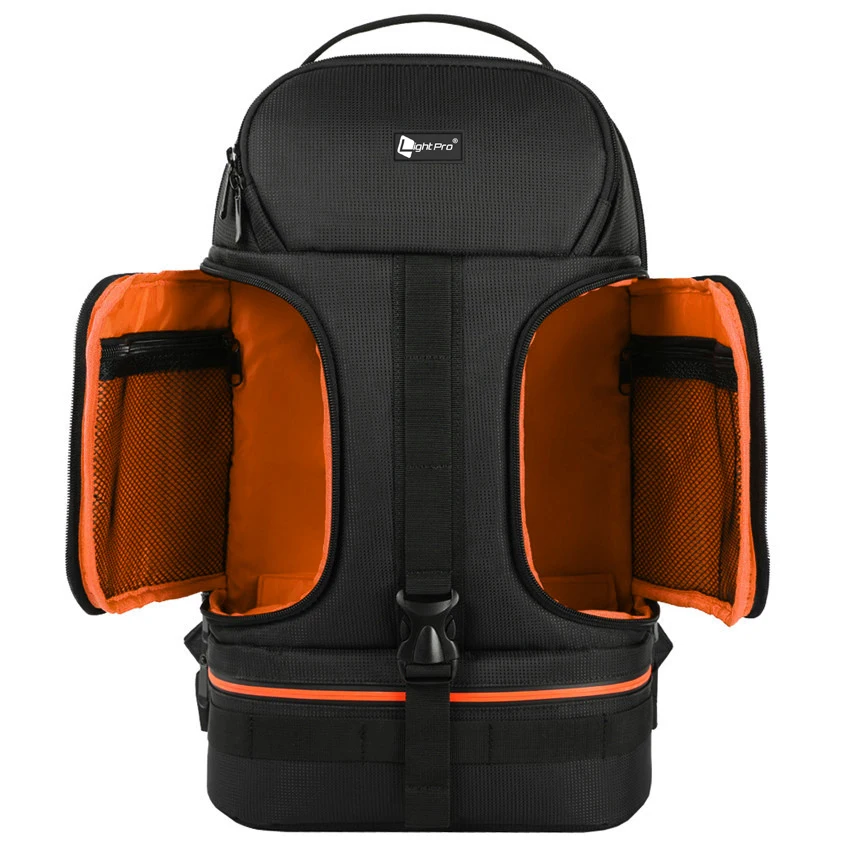 Mochila de hombro para cámara de vídeo, resistente al agua, con raya reflectora, compatible con Latptop de 15,6 pulgadas, funda para trípode acolchado suave a prueba de golpes, bolsa para fotos