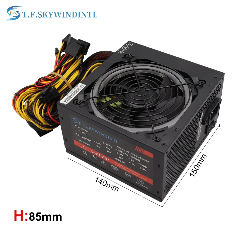 Power Supply ATX Desktop Gamer 600W GPU Power Supply Computer 600watt Comput PC Source PSU For Graphics Cards