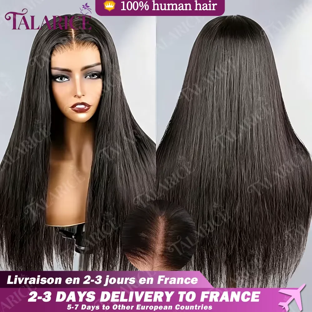 28 30 32 Pouces Perruques Cheveux Humains 200 Densité Dentelle Avant 4x4/6x4 Perruque Sans Colle 100% Cheveux Humains Droite Pré-Coupée Pré-Plumée Prête à Porter Livraison 3 Jours France