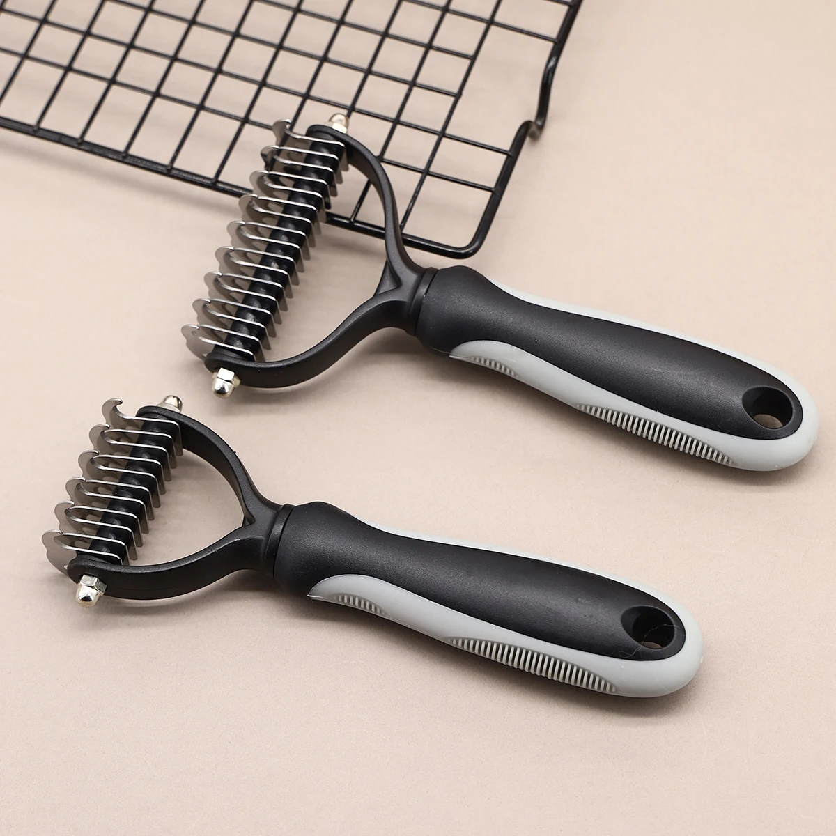 1pc Pet Grooming Brush - Double Sided Shedding and Dematting Undercoat Rake Comb for Dogs and Cats