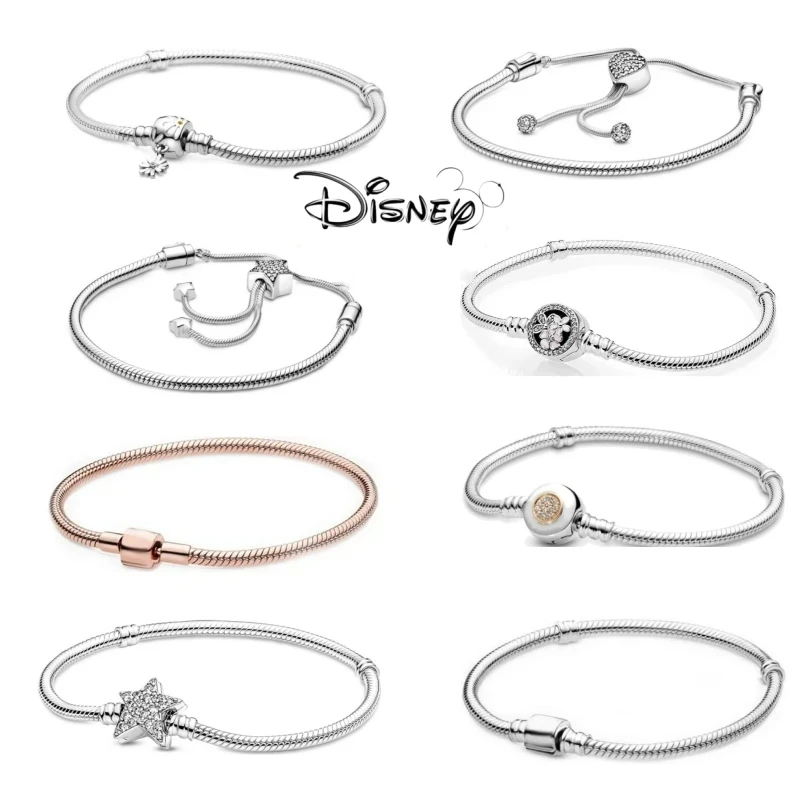 2024 New Original DIY Jewelry Rose Time Spread Wishful Heart Clasp Charming Snake Chain Bracelet