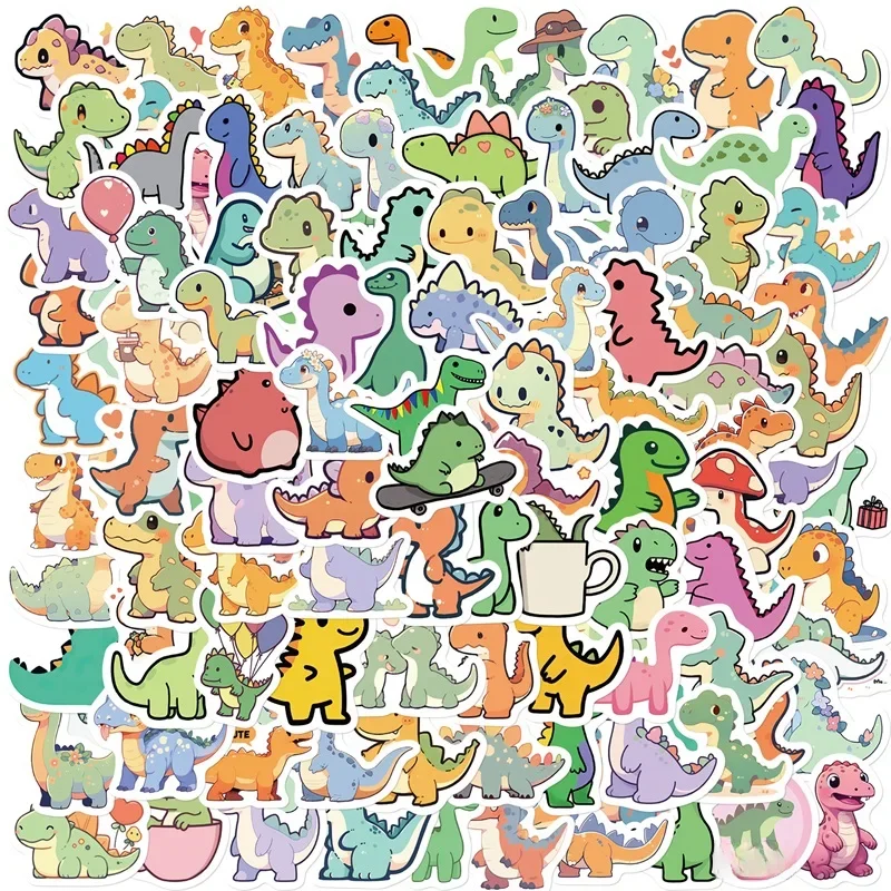 10/30/100 SZTUK Kreskówkowe Małe Dinozaury Naklejki PVC Estetyczna Dekoracja Scrapbooking Artykuły Papiernicze Szkolne — zdjęcie 2