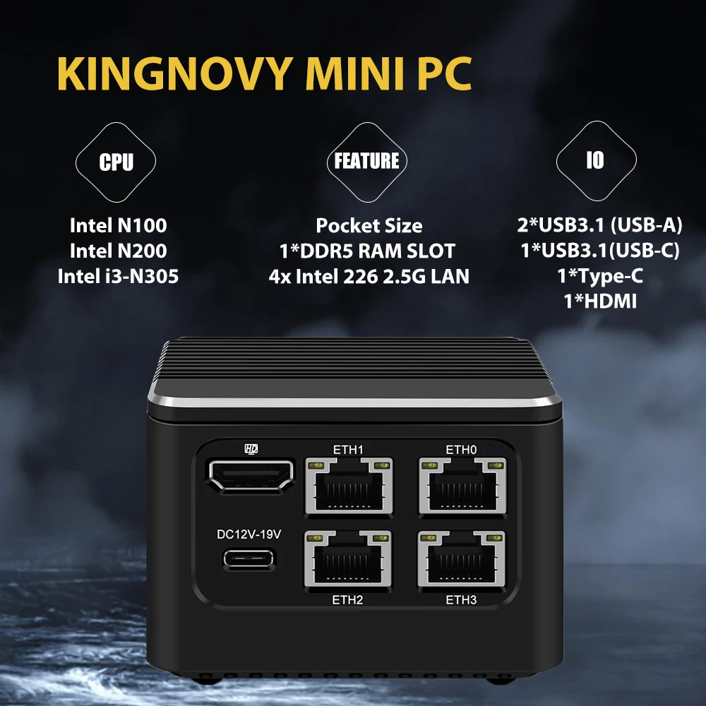 Pocket Size 4K@60Hz Firewall Micro Appliance 4* i226-V 2.5G Intel Alder Lake i3 N305 N100 Fanless Mini PC AES-NI VPN Router PC