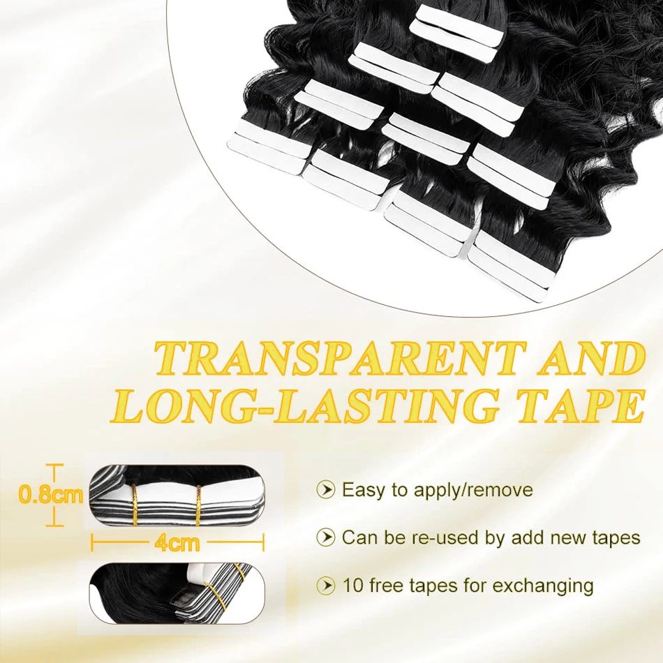 شريط مموج عميق في وصلات الشعر شعر بشري 100% #2