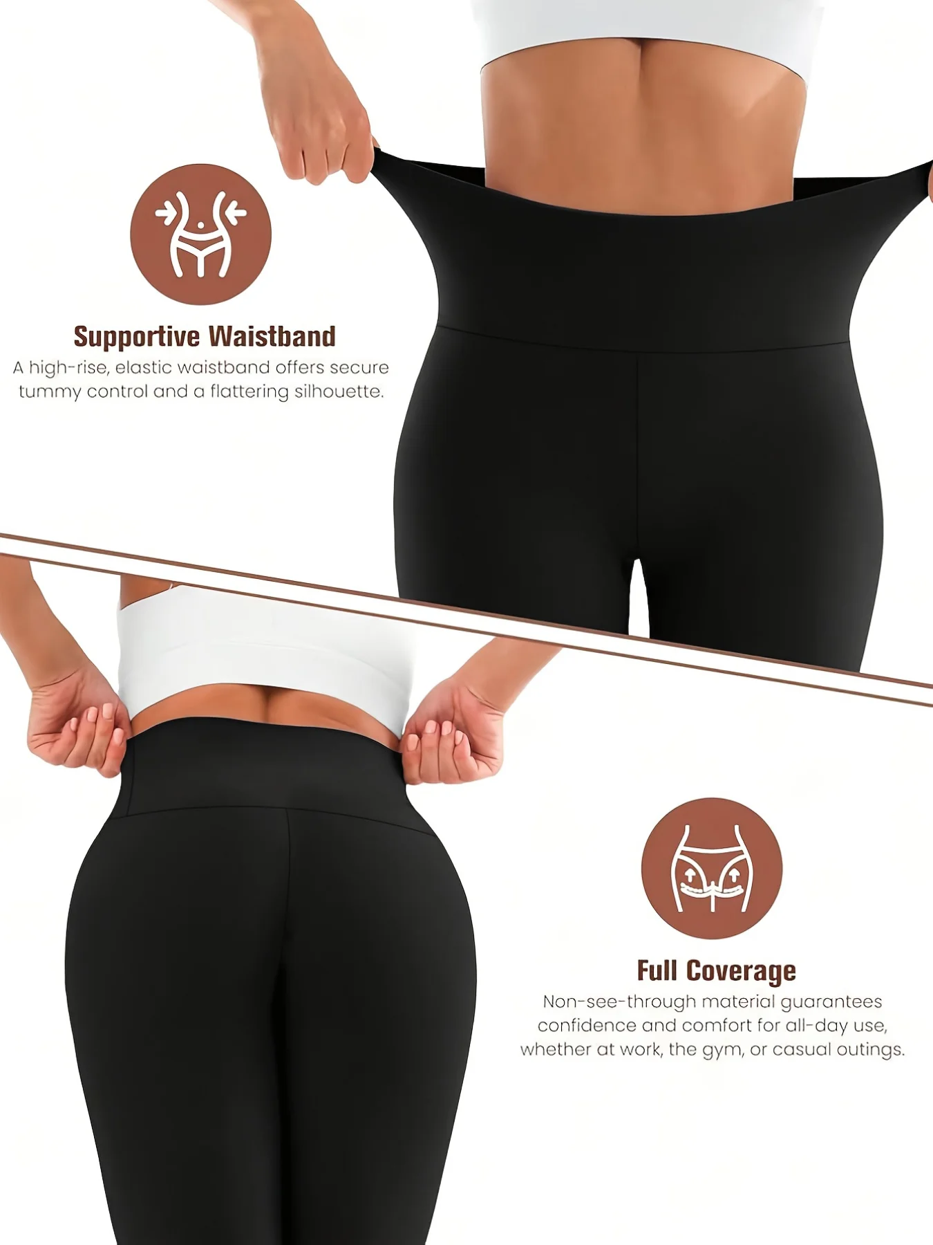 A Pair Of Women's Leggings, Thin For Summer, With Split Hem Design And High Waist Elasticity, Suitable For Sports Yoga
