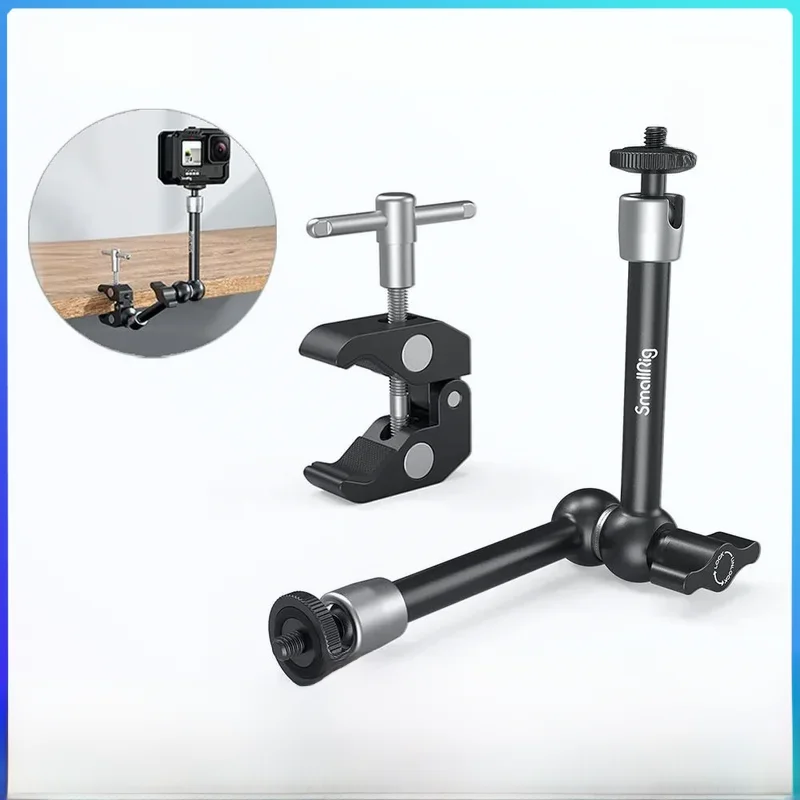 Zacisk SmallRig z gwintem 1/4" i 3/8" i regulowanym przegubowym ramieniem Magic z gwintem 1/4" do monitora — zdjęcie 2
