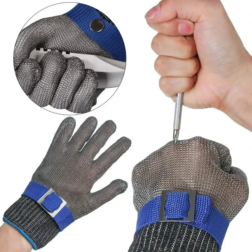 Gants en acier inoxydable, Anti-coupure, sécurité, résistant aux coupures, protection des mains, gant en maille de viande en métal pour fil de boucher, résistant aux couteaux